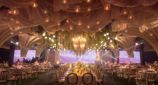 modern old-world wedding reception design by event designer Khim Cruz