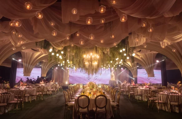 modern old-world wedding reception design by event designer Khim Cruz