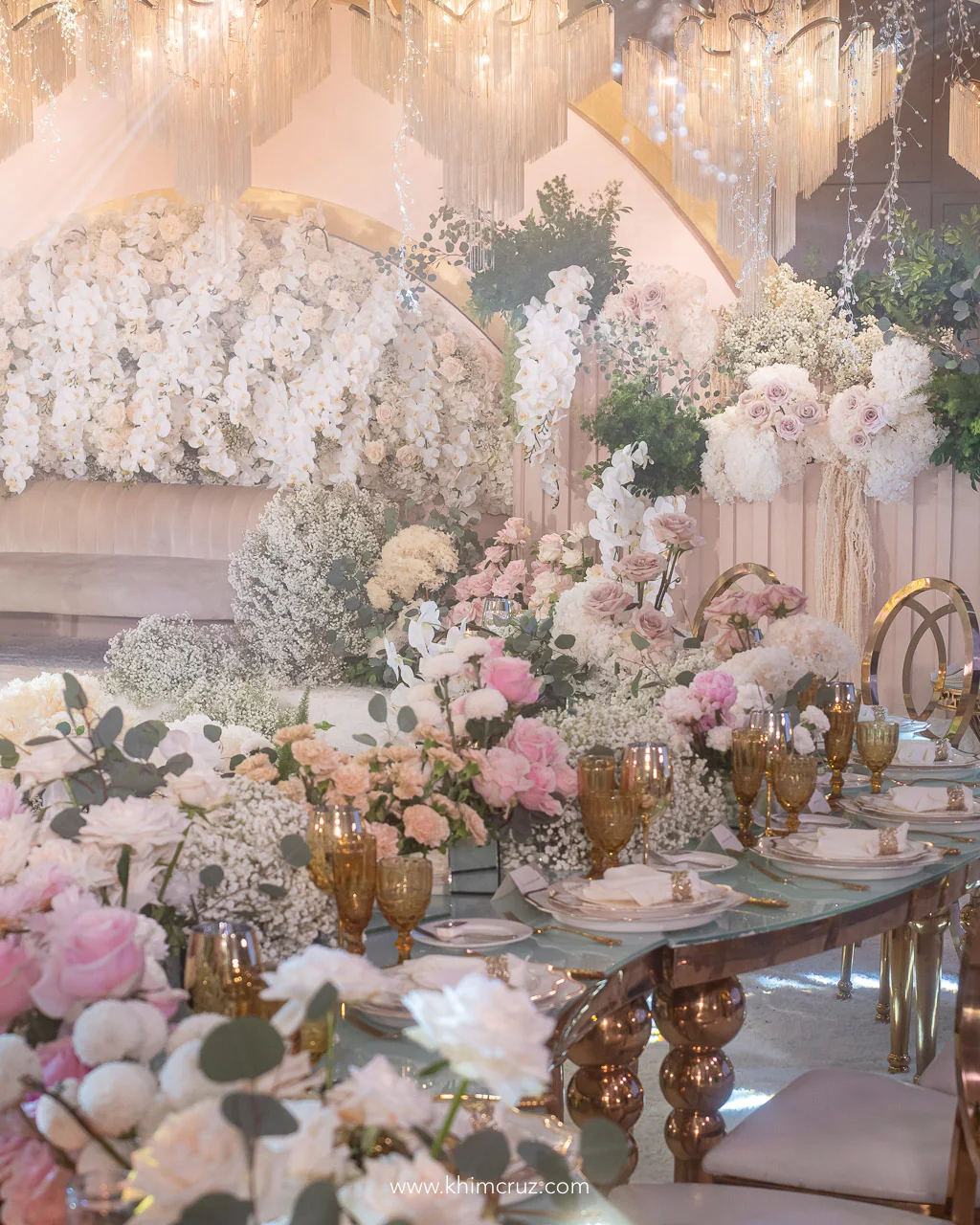 tablescape for a garden-inspired intimate wedding reception designed by event designer Khim Cruz