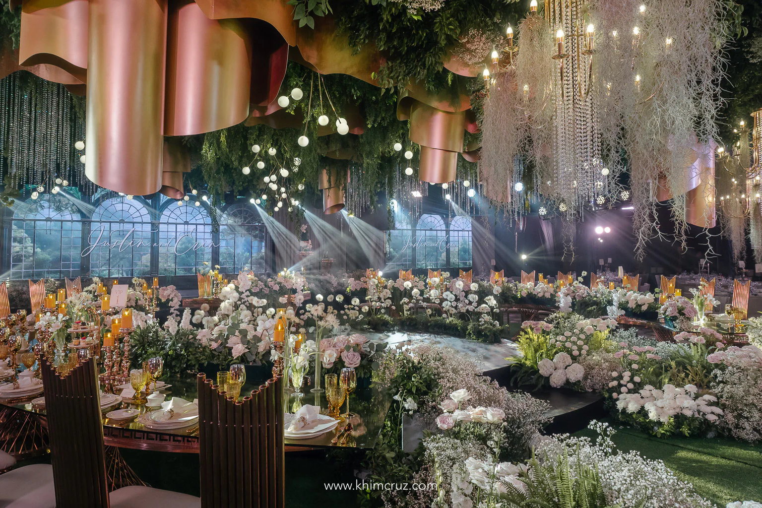 a dreamy ambiance conservatory-feel wedding reception by wedding designer Khim Cruz