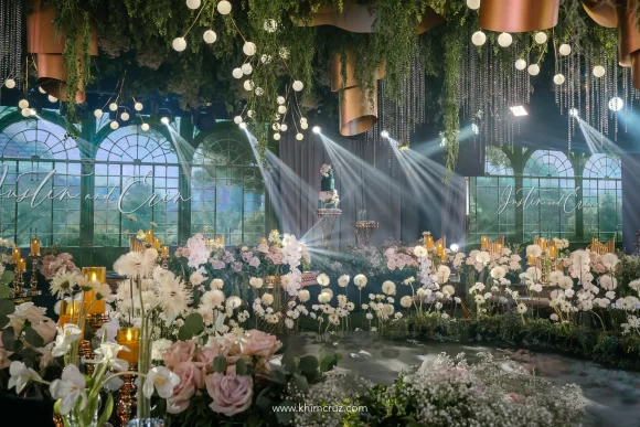 dreamy conservatory-inspired wedding reception semi circular presidential table by event designer and florist Khim Cruz