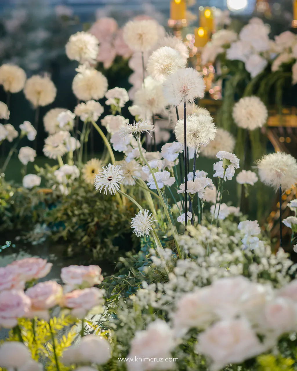 fresh flower design details at a dreamy conservatory inspired wedding reception