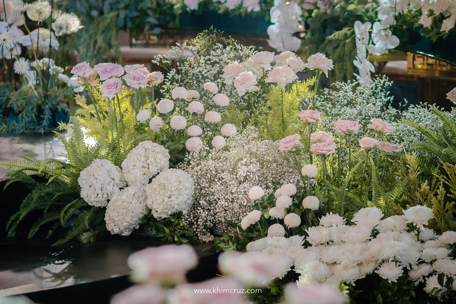 fresh flowers for a dreamy conservatory-inspired wedding reception by Khim Cruz
