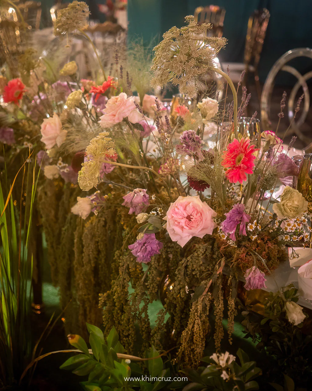 table florals for an enchanting forest of dreams debut celebration