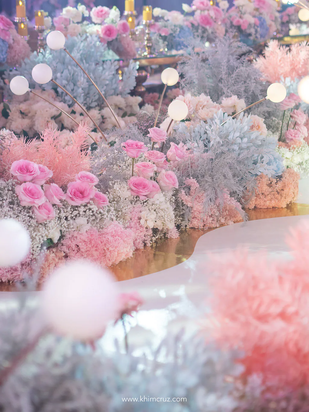 dreamy floral escape wedding aisle flower landscape details