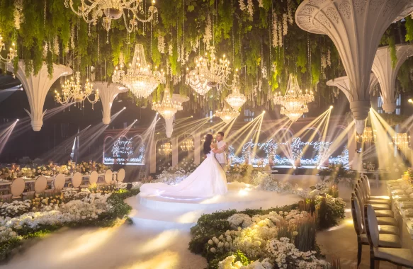 lush outdoor garden themed wedding blend with grand arches of cathedrals