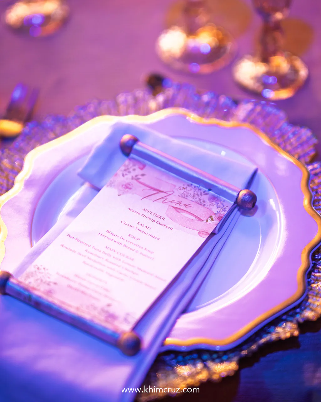 scroll menu card details on this princess themed celebration