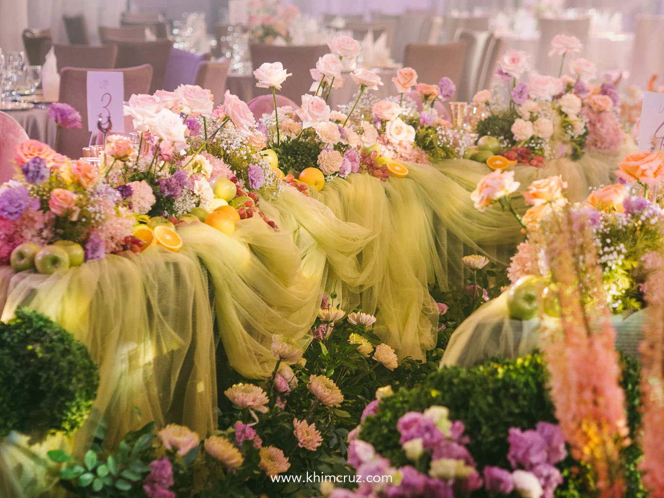 A floral and fruity feast for the senses—Bill & Doreen’s wedding reception