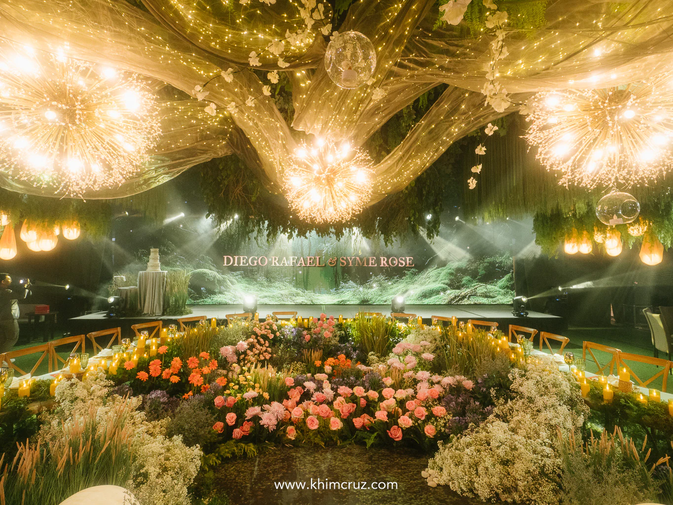 A golden glow filled this “Willow”-inspired wedding reception with magic and meaning