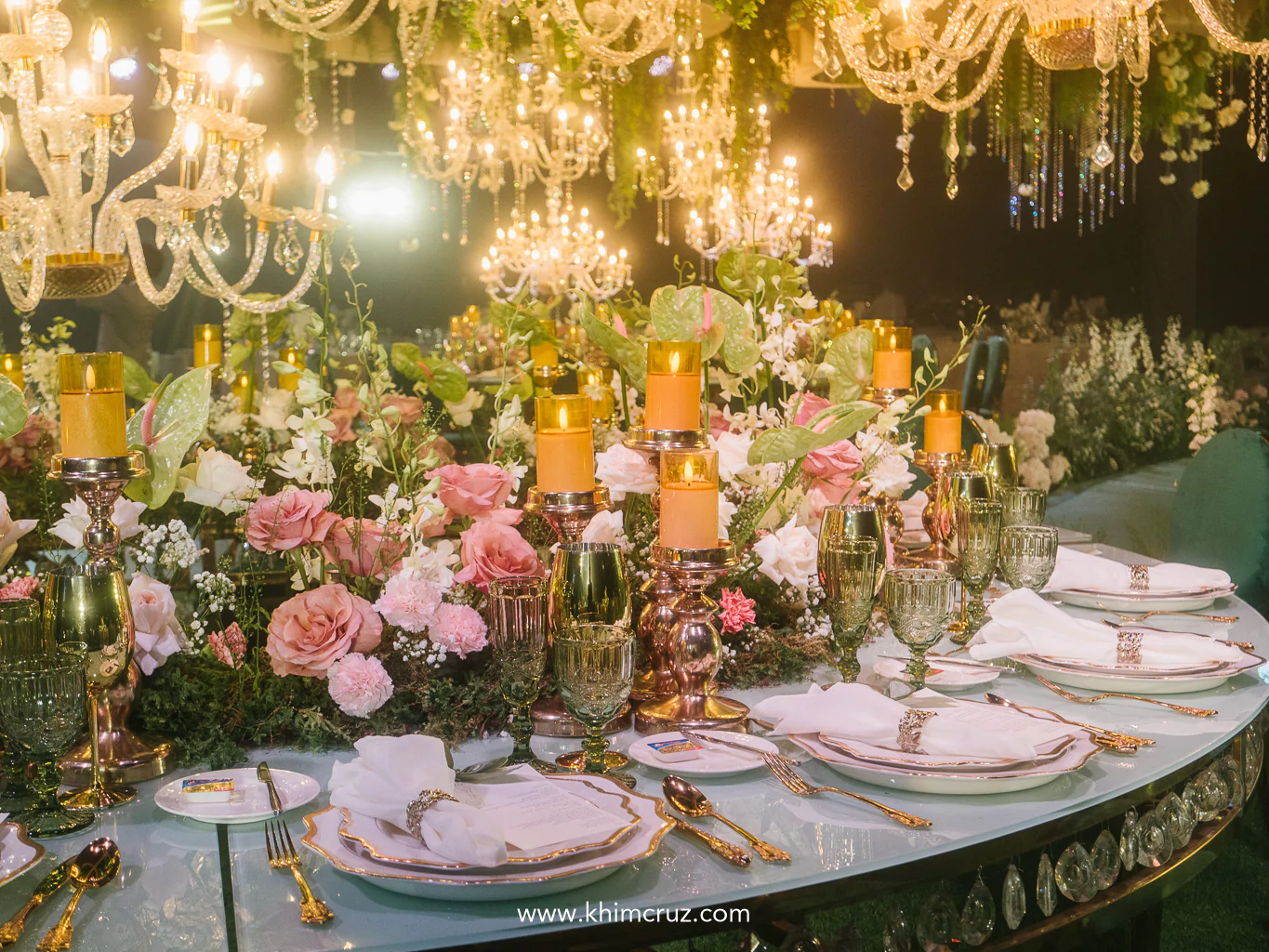 Elegant blooms gracefully adorned the table, adding timeless charm to every setting