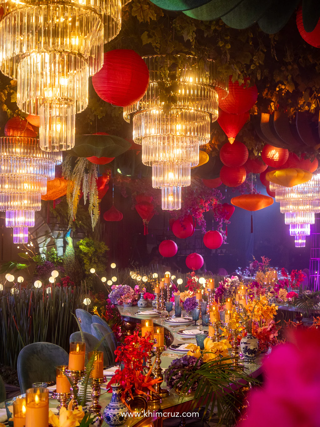 Jewel-toned florals and porcelain details—where elegance meets heritage in this Crazy Rich Asians-inspired debut