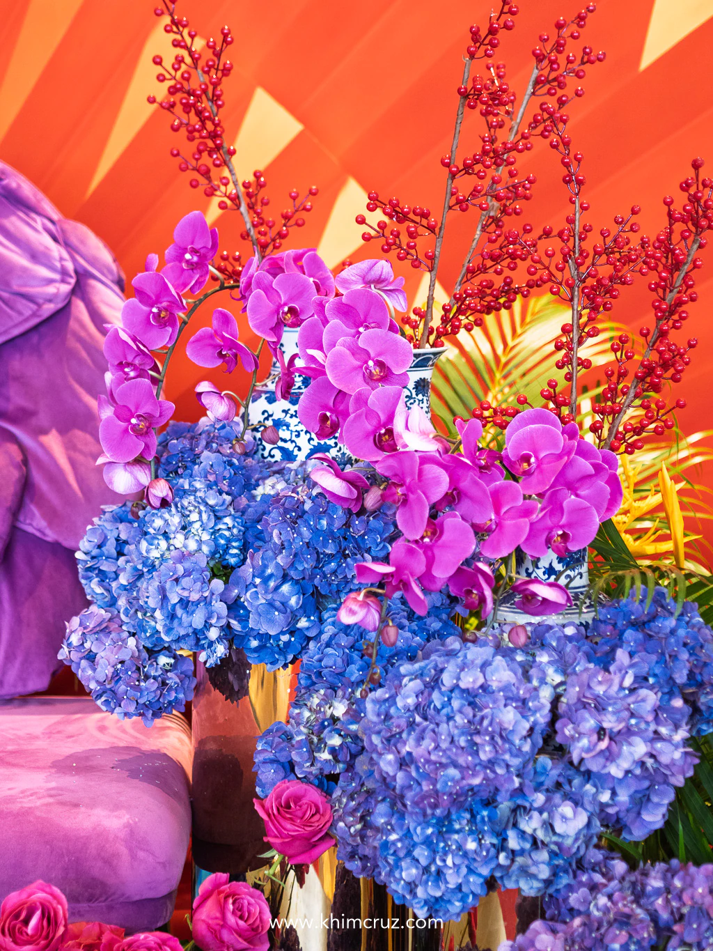 Oriental-inspired details and timeless silhouettes light up this Crazy Rich Asians-inspired debut photo wall