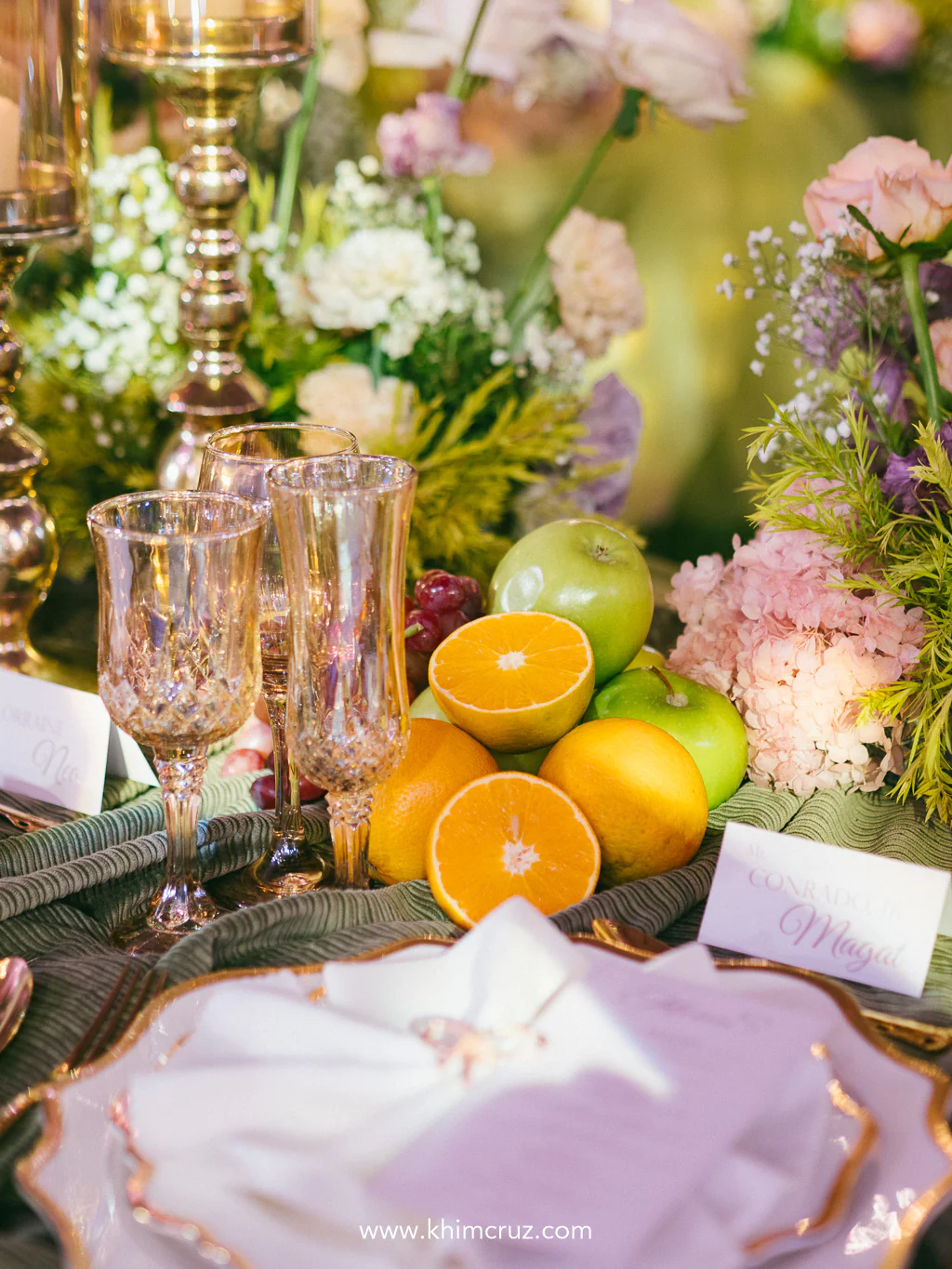 a lush celebration of florals, fruits, and vintage flair for Bill & Doreen's wedding
