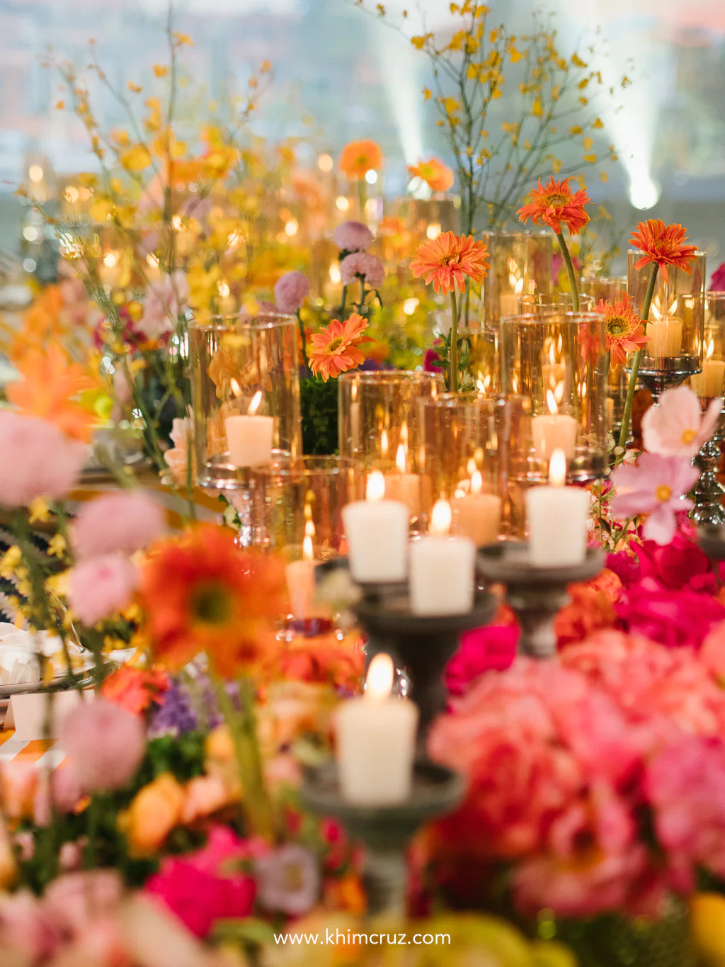 a wedding reception that bloomed with color and Italian charm