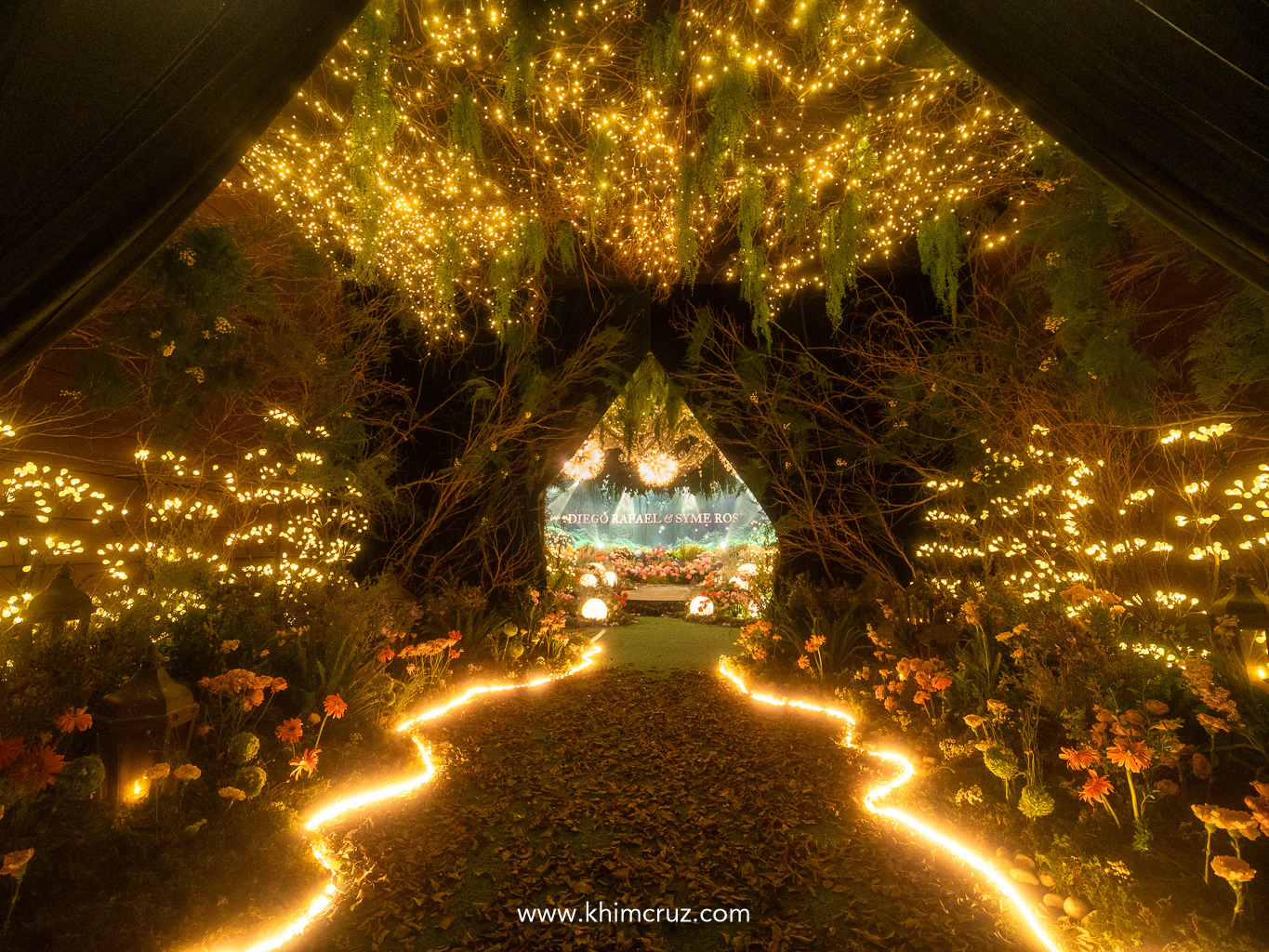 cabin opened into a “Willow”-inspired wedding reception