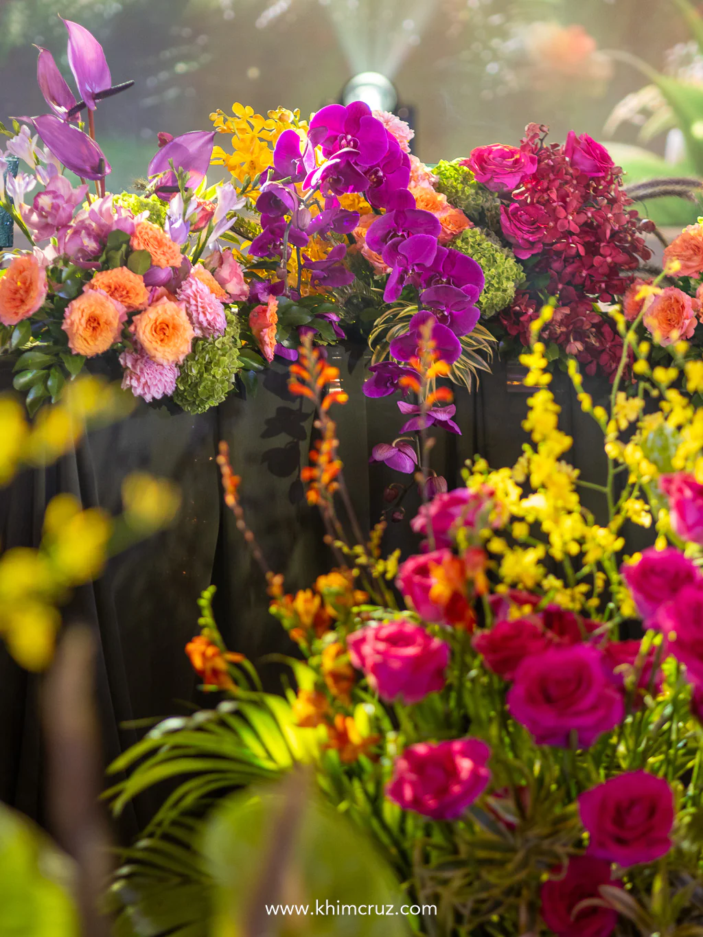 A wedding reception wrapped in color texture, and modern tropical luxe magic