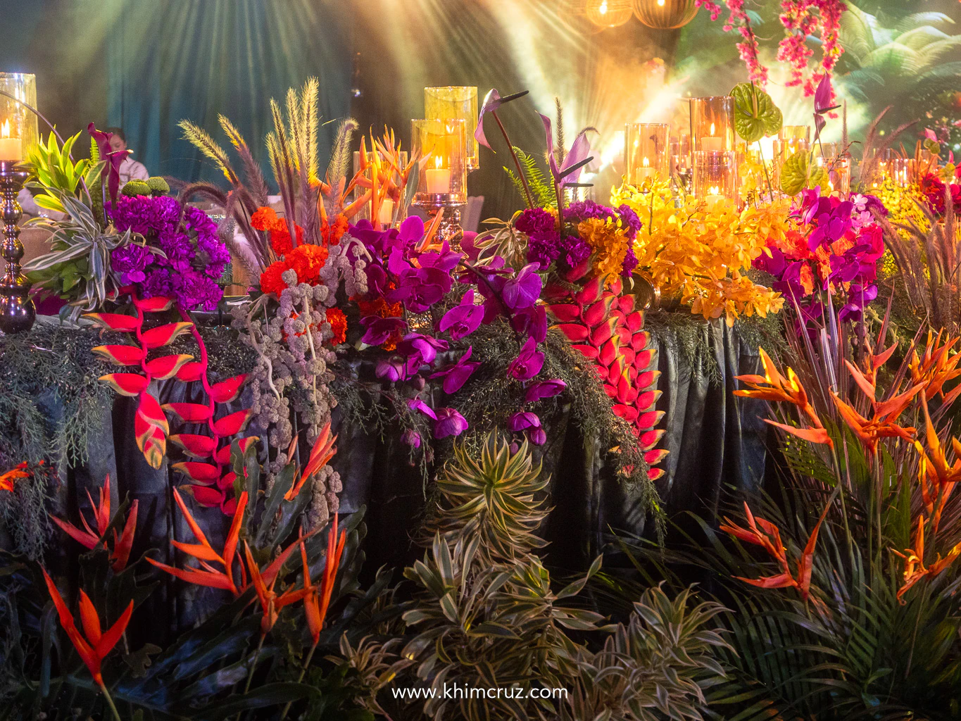 each table blooms with the essence of modern tropical luxe