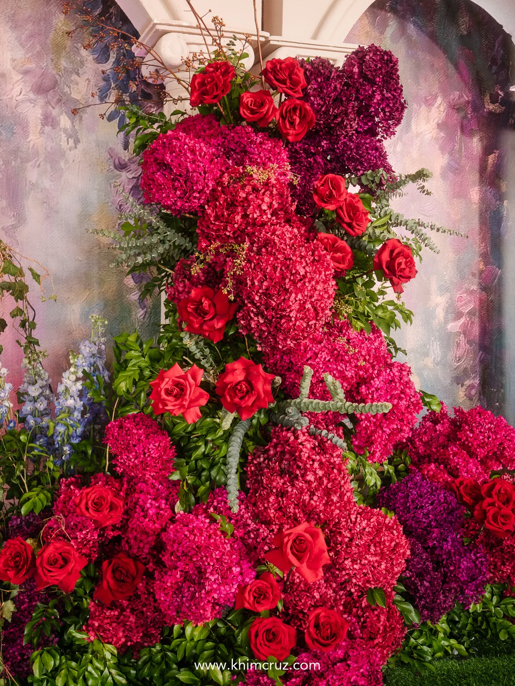 renaissance-debut-floral-tower-red-roses-hydrangeas-khim-cruz-davao