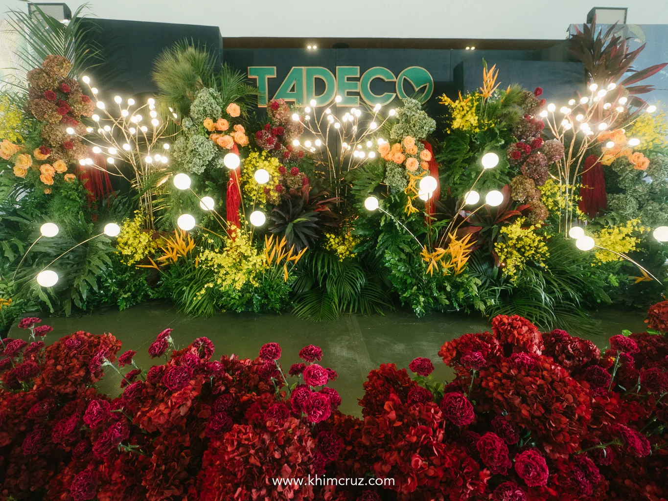 tadeco-75th-anniversary-tropical-floral-backdrop-globe-lights-khim-cruz-davao