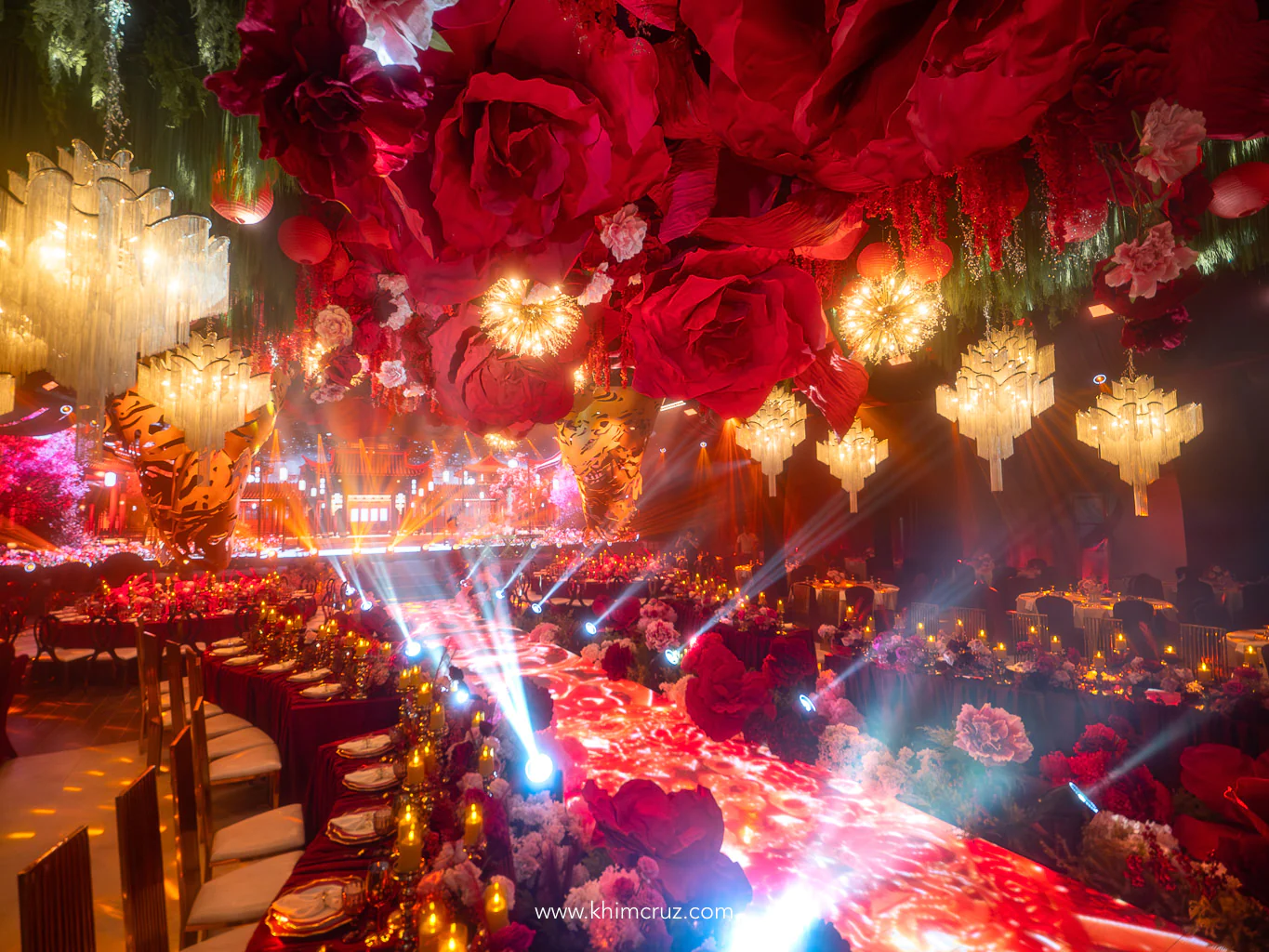 oriental-wedding-reception-oversized-red-floral-ceiling-installation-khim-cruz