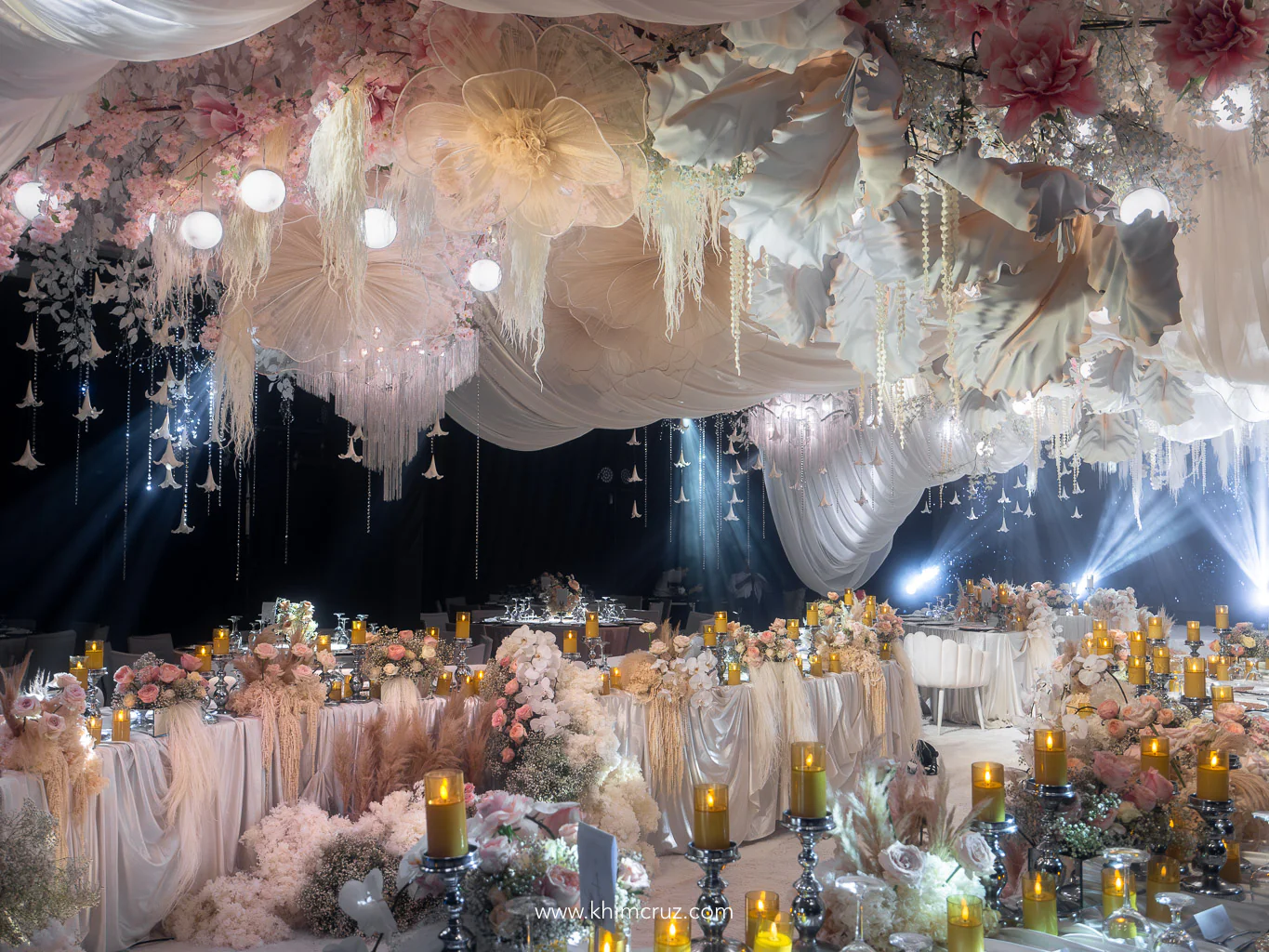 blush-pink-oversized-floral-ceiling-installation-wedding-reception