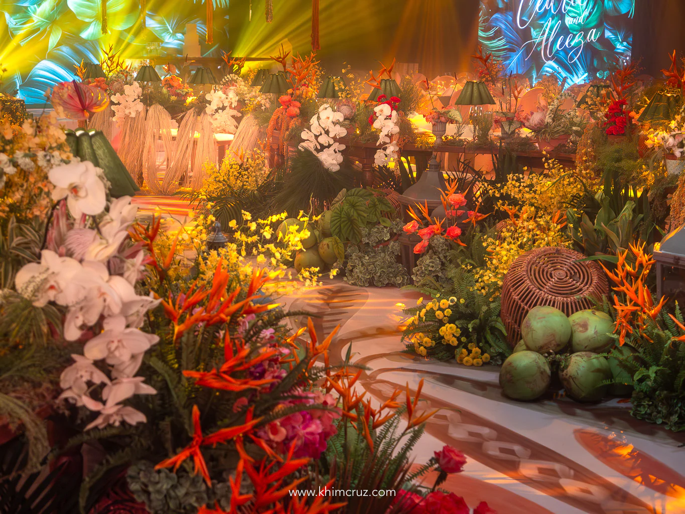 tropical-wedding-reception-birds-of-paradise-orchids-coconut-davao-khim-cruz