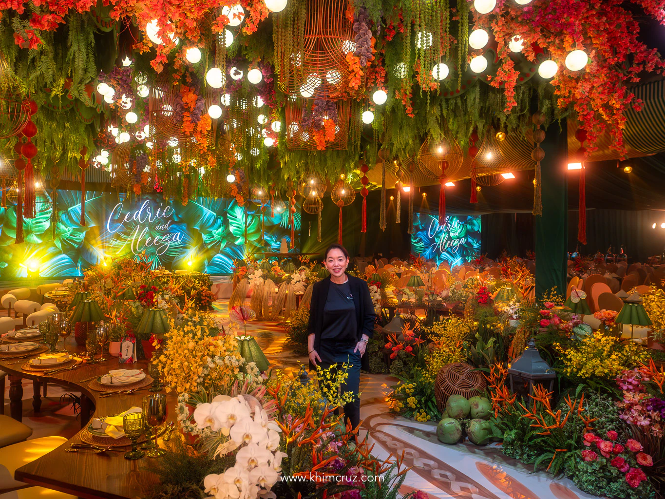 tropical-wedding-reception-ceiling-floral-installation-birds-of-paradise-by-khim-cruz